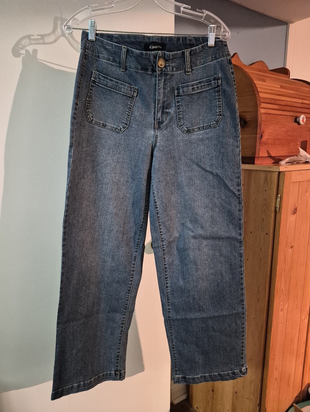 d.jeans High-Rise Wide-Leg Patch-Pocket Jeans Size 10